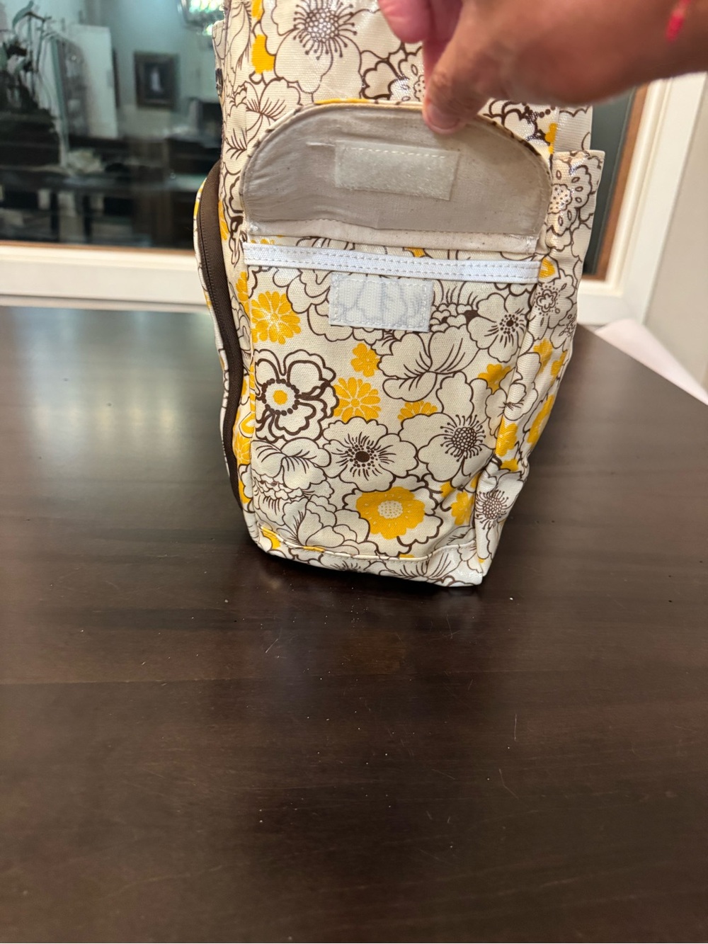 DULUTH Trading Co. Large Waterproof Yellow/Brown Floral Canvas Tote Bag 14X12X9 - Picture 5 of 11